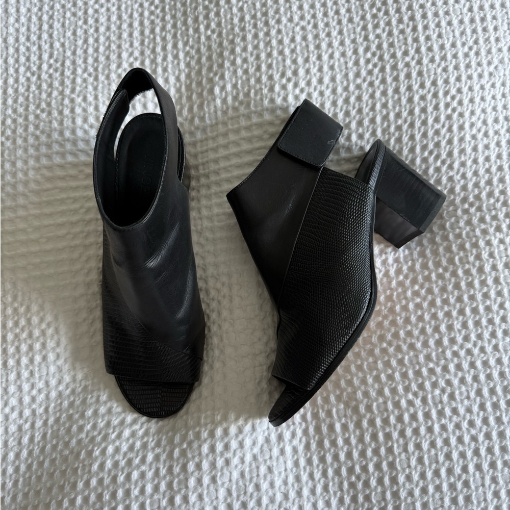 Vince Juliana Peep Toe Black Leather Shoes